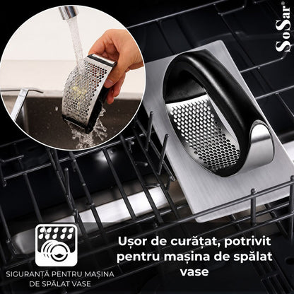 Zdrobitor de usturoi Macvi®, presa manuala din Otel Inoxidabil - VERDE