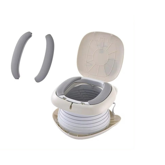 Olita Portabila Multifunctionala Teno®, design pliabil, confortabila, suport pentru saci de gunoi, maner incorporat, scaun de formare copii, usor de montat, gri