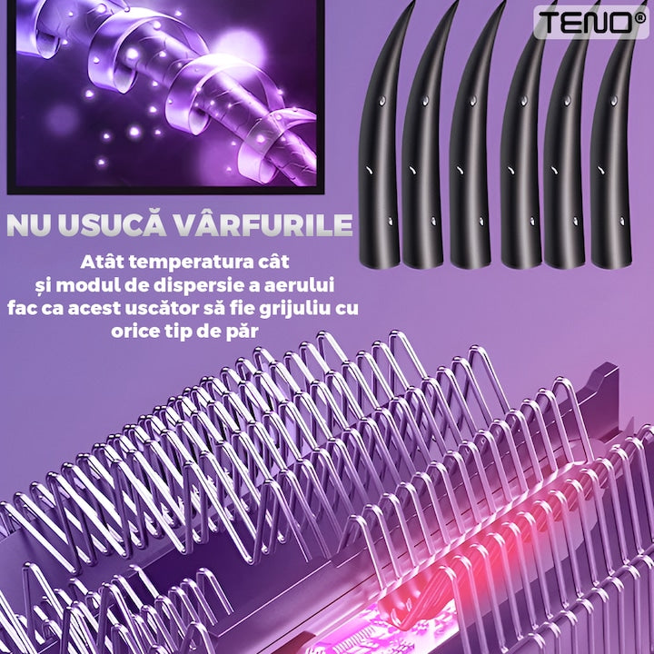 Uscator Profesional de Par 3 in 1 Teno®, aparat multifunctional coafare si uscare, 3 accesorii incluse, 1200W, alb