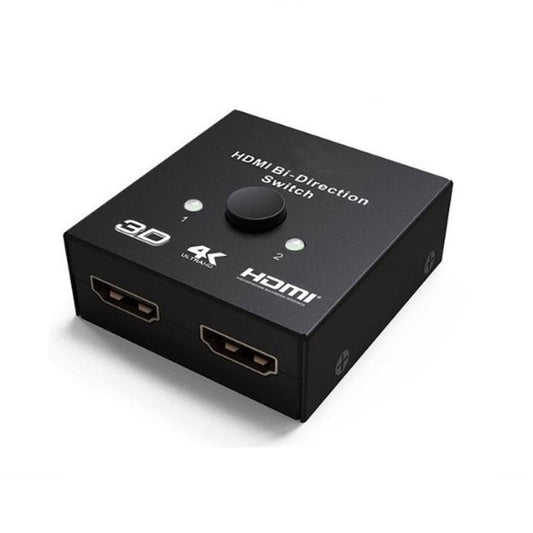 Comutator HDMI 2 Porturi Bidirectional 4K, manual, metalic, negru, 48x52x19mm