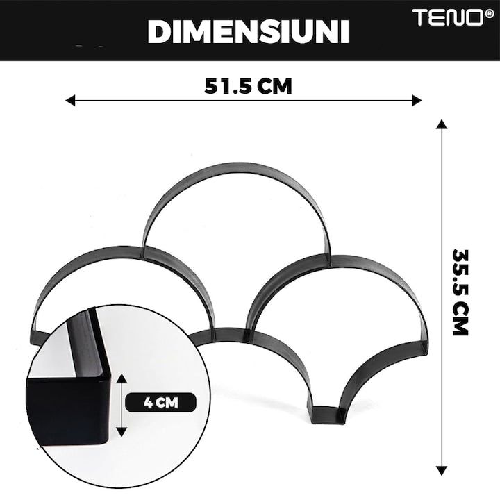 Matrita cu Contur pentru Turnat Pavaj Teno®, pentru beton amprentat sau piatra decorativa, imita piatra naturala, imbunatateste aspectul gradinii, plastic, model 7, 51.5 x 35.5 x 4 cm, negru