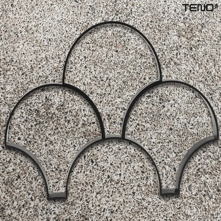 Matrita cu Contur pentru Turnat Pavaj Teno®, pentru beton amprentat sau piatra decorativa, imita piatra naturala, imbunatateste aspectul gradinii, plastic, model 7, 51.5 x 35.5 x 4 cm, negru
