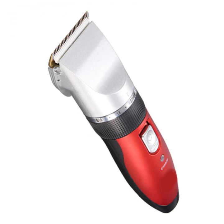 Masina Profesionala de Tuns, Tiessa®, Lama Titan, 4 Capete Interschimbabile, Rosu/Negru
