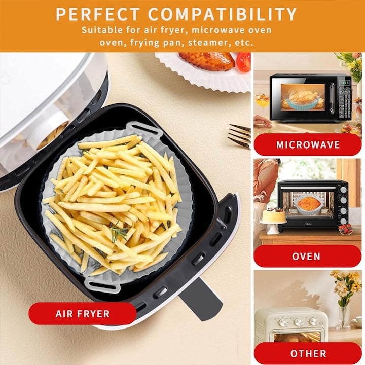 Set 4 Tavi Silicon Air Fryer Macvi, Reutilizabile, Multicolor, 20x17x5cm