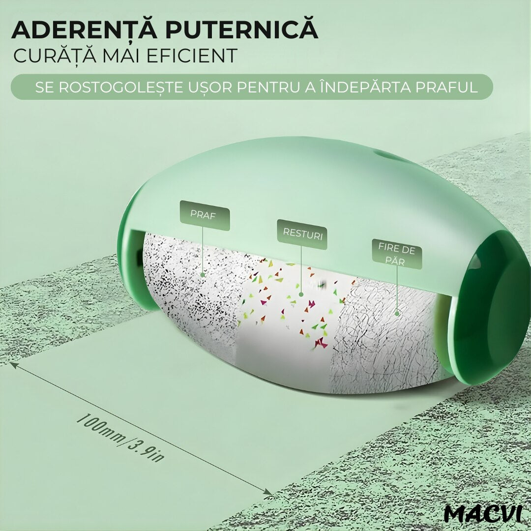 Set 2 role scame reutilizabile Macvi®, lavabile, super adezive, mini, portabile, ideale pentru haine, par de animale si calatorii