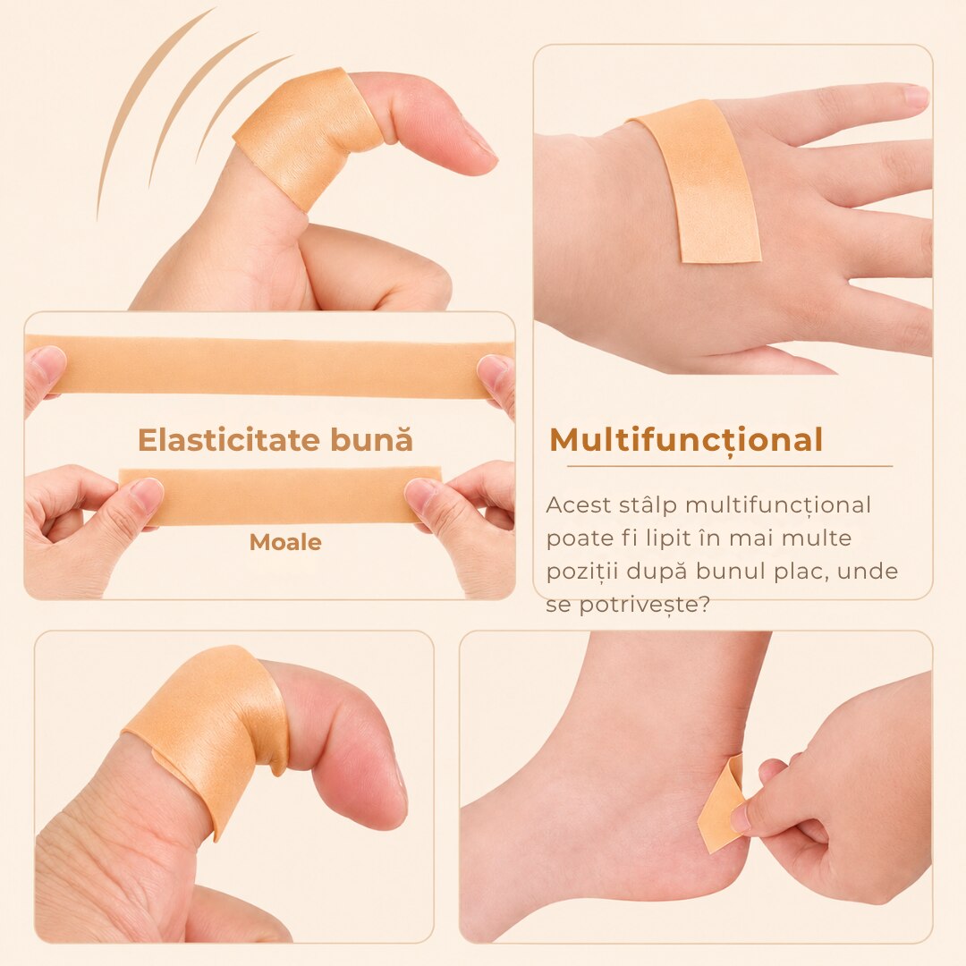 Plasture elastic protectie piele Macvi®, 5 m, waterproof, banda bumbac spumant, anti frecare, pentru bataturi, rani, basici, bej