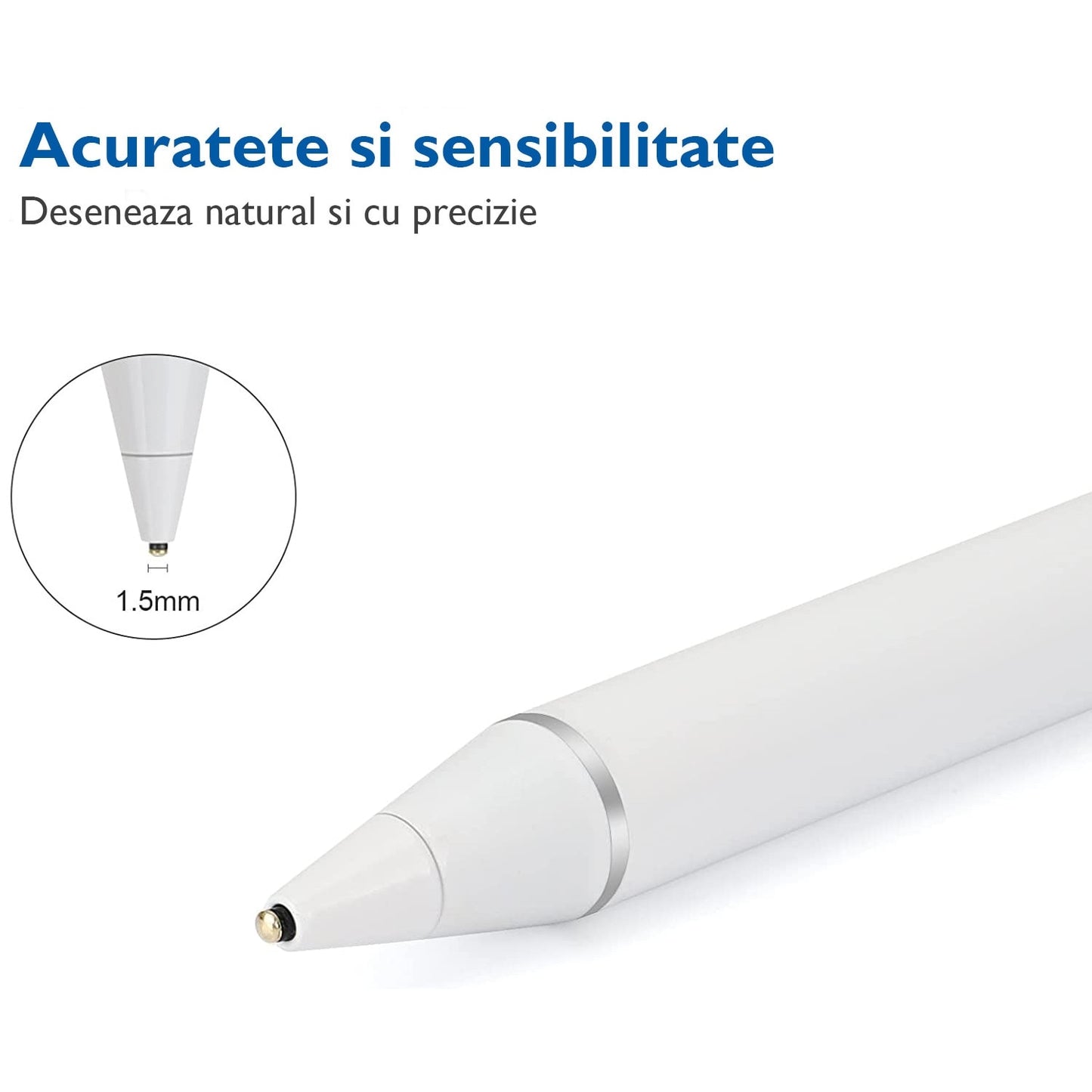 Stylus universal Macvi, alb, magnetic, pentru tablete