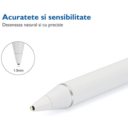Stylus universal Macvi, alb, magnetic, pentru tablete