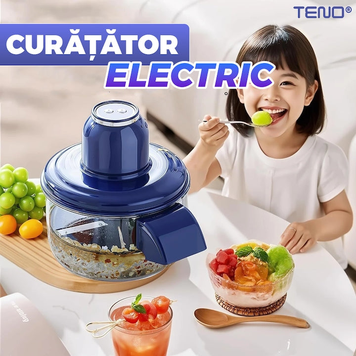 Curatator Electric Teno®, usor de utilizat, design portabil, cu acumulator, pentru fructe mici/usturoi/legume mici, 50 W, albastru