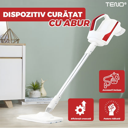 Aparat de Curat cu Abur Teno®, incalzire imediata, capacitate mare, presiune ridicata, temperatura 100-140°, accesorii incluse, alb/rosu