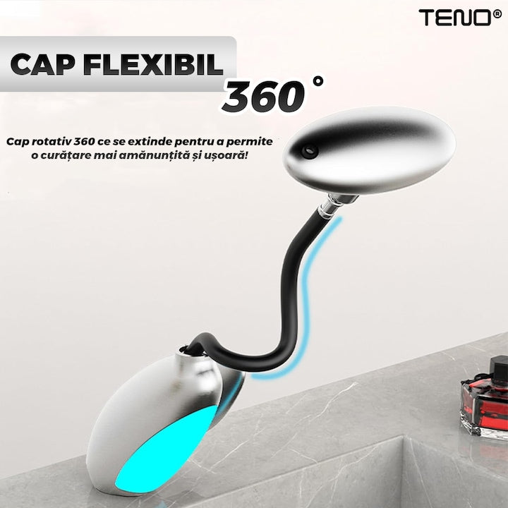 Baterie chiuveta Teno, cap retractabil, iluminare LED, crom/gri