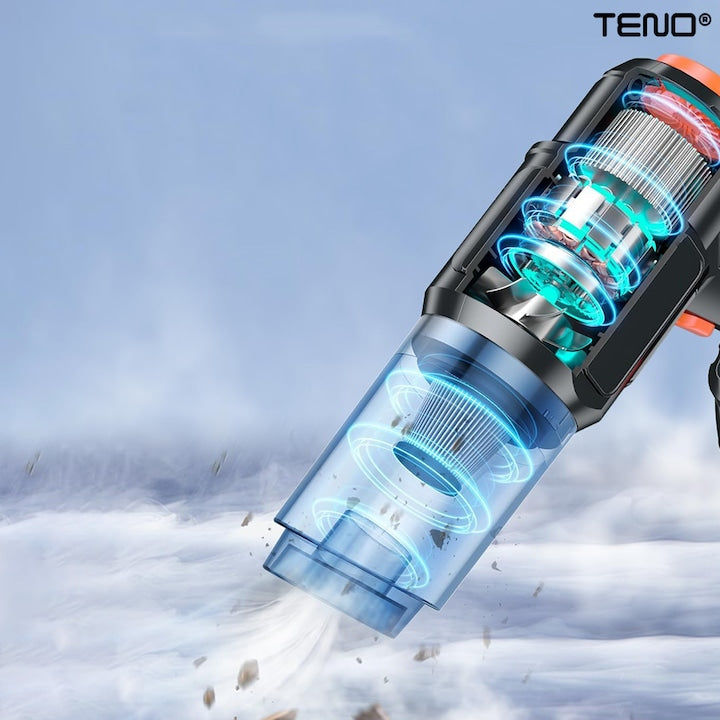 Aspirator de Mana Auto Teno®, 6 in 1, aspirare, suflare, vidare, umflare, viteza ridicata, motor puternic, autonomie mare, baterie litiu, filtru HEPA, 35000PA, 120W, negru