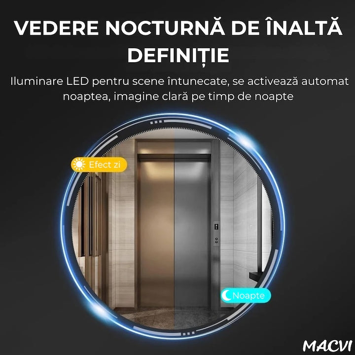 Sonerie video Macvi® wireless cu camera si monitor IPS 4, 3 inch interfon bidirectional fara WiFi, vedere nocturna IR, stocare pe card SD, instalare rapida
