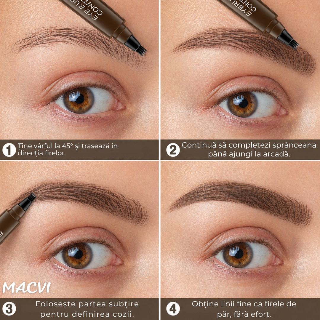 Creion sprancene 3D Microblading, Macvi, rezistent la apa, durata lunga, 01 maro deschis, 5g