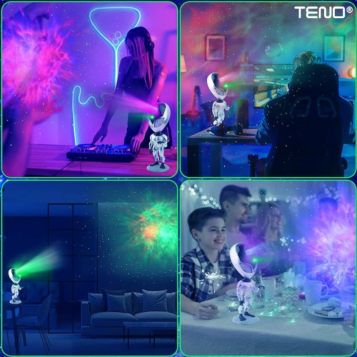 Proiector de Lumini Teno®, tip extraterestru, cu telecomanda si timer pentru durata de iluminare, 8 moduri de proiectie, rotire 360 de grade, ajustare luminozitate, gri