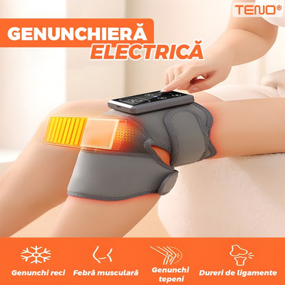 Aparat de Masaj 3 in 1 pentru Genunchi Teno®, 5 incalziri, 3 masaje, pentru cot si umar, ameliorarea durerilor, usor de utilizat, reincarcabil, gri
