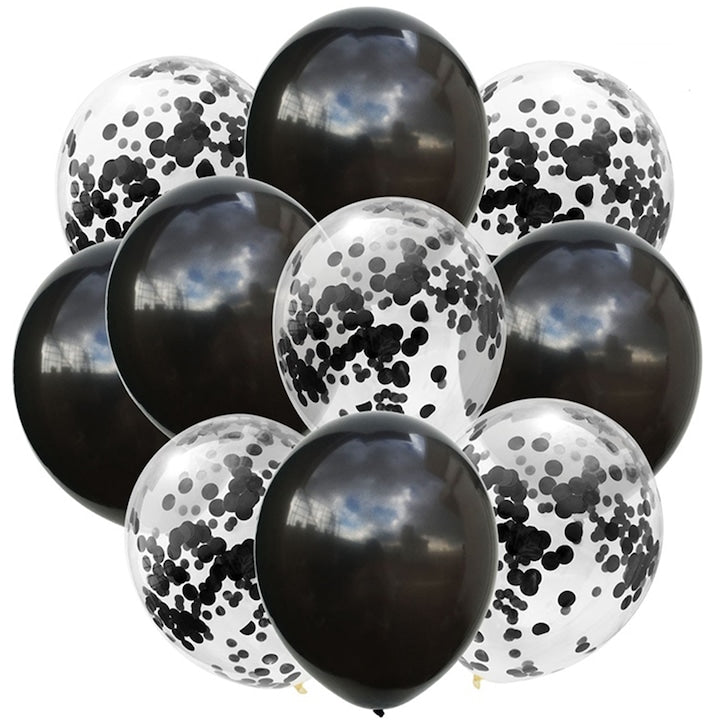 Set 10 Baloane Teno®, Confeti, pentru Petreceri/Aniversari/Evenimente, o singura dimensiune, 2 culori, latex, negru