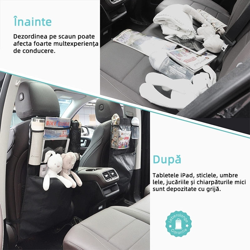 Protectie Scaun Auto Macvi® Organizator Spatar Impermeabil cu Suport Tableta si Buzunare Negru