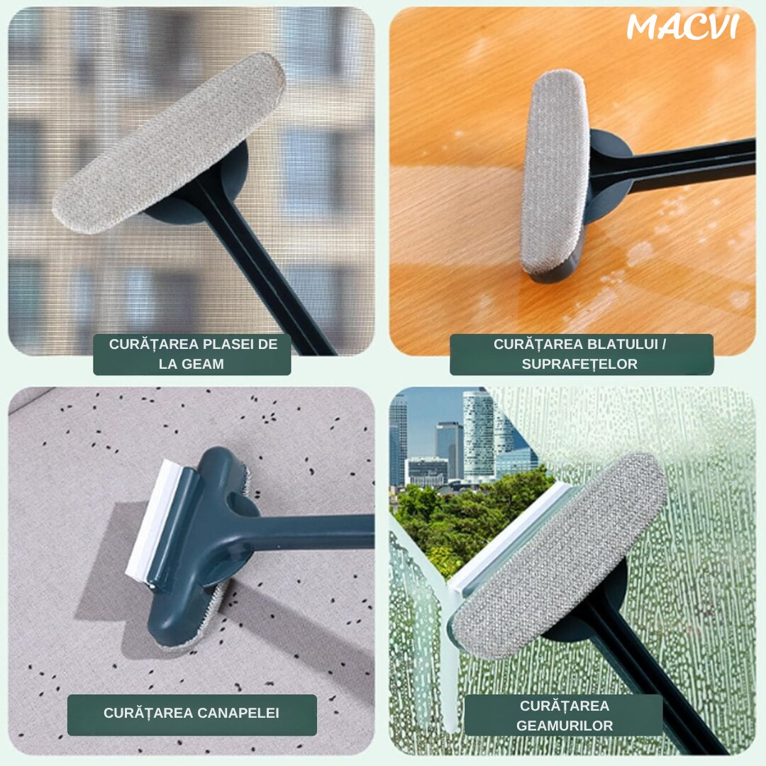 Racleta Macvi®, cauciuc, 46 x 15 cm, negru/galben, pentru curatarea rapida a sticlei si placilor