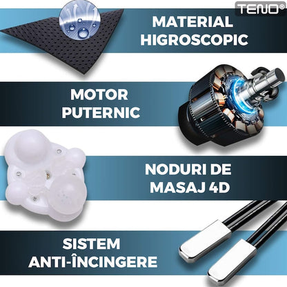 Aparat Profesional pentru Masaj Cervical Teno®, spate, lombara, abdomen si picioare, shiatsu, 4 puncte de masaj, negru