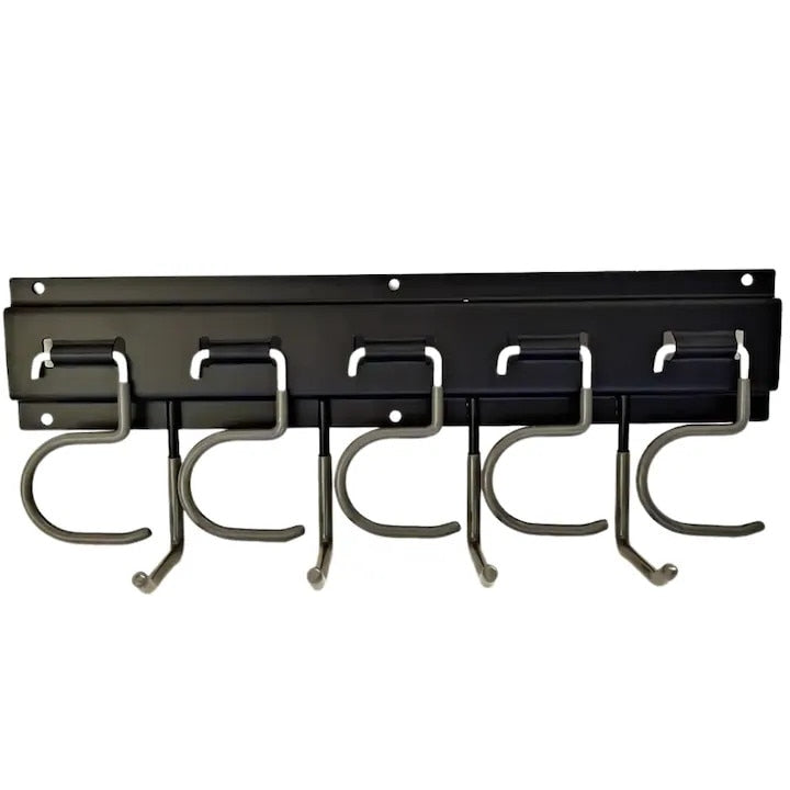 Cuier/Organizator scule Macvi®, suport unelte si obiecte diverse, montaj usor, materiale rezistente, carlige multiple tip S si drepte, ideal pentru baie, garaj si spalatorie, negru