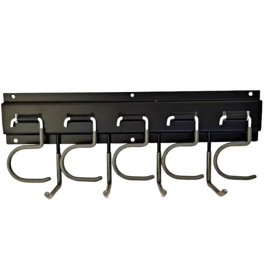 Cuier/Organizator scule Macvi®, suport unelte si obiecte diverse, montaj usor, materiale rezistente, carlige multiple tip S si drepte, ideal pentru baie, garaj si spalatorie, negru