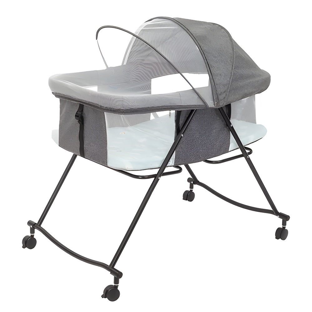 Patut Pliabil pentru Bebelusi Teno®, sistem de blocare, plasa anti-insecte, pliabil, roti retractabile, rezistent, comod, usor de depozitat, gri