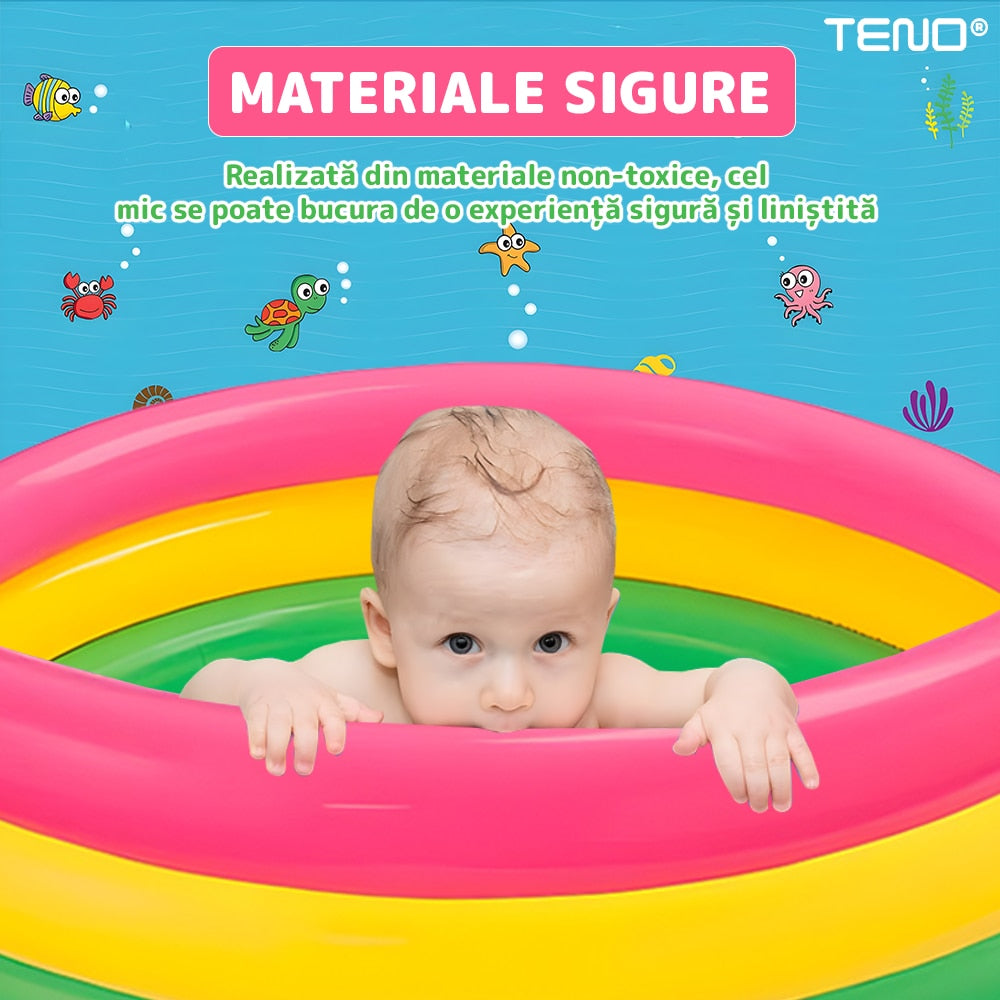 Piscina Gonflabila Pentru Copii Teno®, sunset glow, rezistenta, sigura pentru cel mic, uz interior/exterior, 61 x 22 cm, multicolor