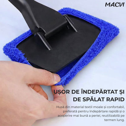 Instrument curatare geamuri auto MACVI, maner ergonomic, laveta microfibra reutilizabila, plastic PP, 34cm