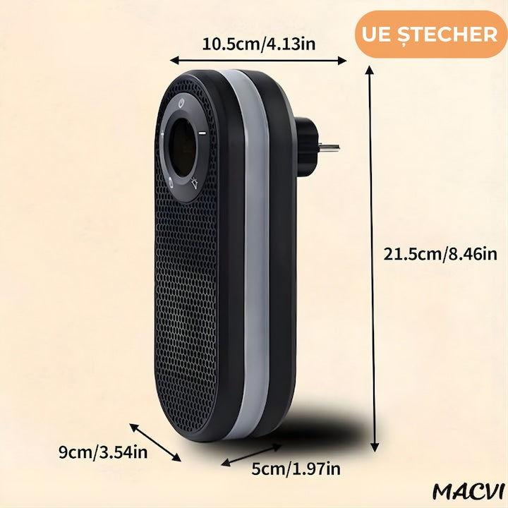 Incalzitor electric MACVI Compact 500W, rotire 180°, afisaj LED, telecomanda, protectie supraincalzire, pentru spatii mici