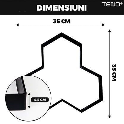 Matrita cu Contur pentru Turnat Pavaj Teno®, pentru beton amprentat sau piatra decorativa, imita piatra naturala, imbunatateste aspectul gradinii, plastic, model 2, 35 x 4 cm, negru