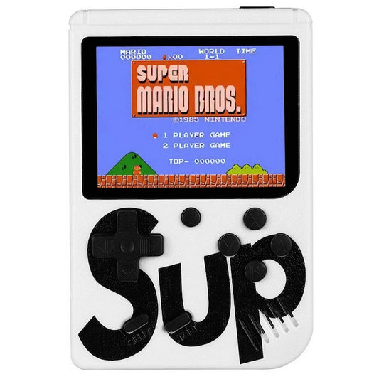 Mini Consola Jocuri Retro Game Box Teno®, SR-90, 400 in 1, rotita volum, portabila, cablu AV, incarcare USB-MINI, autonomie ridicata, 11x8 cm, alb
