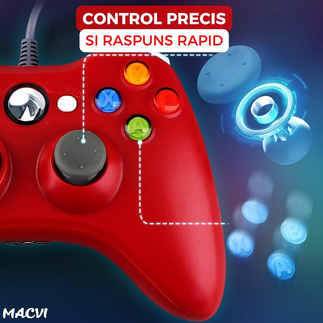 Controller Dual Shock Macvi® pentru PC si Xbox 360 cu stick-uri analog vibratii realiste dualpad 8 directii conectare USB cablu 2, 5 m
