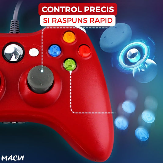 Controller Dual Shock Macvi® pentru PC si Xbox 360 cu stick-uri analog vibratii realiste dualpad 8 directii conectare USB cablu 2, 5 m
