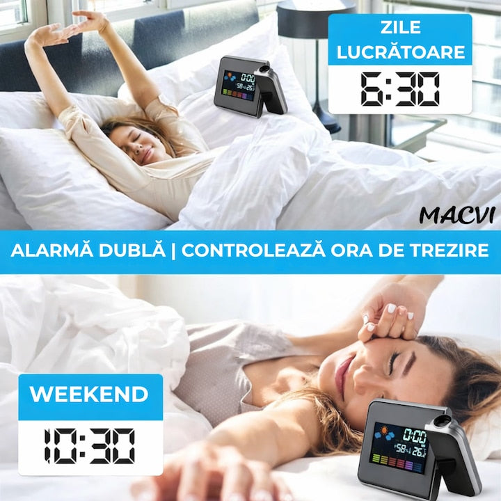 Ceas cu Calendar Macvi®, Alarma si Proiector Tip LED DS-8190
