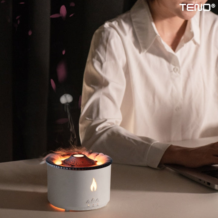 Difuzor Aromaterapie Lava Teno®, 2 culori LED, capacitate 360ml, silentios, umidifica aerul, alb