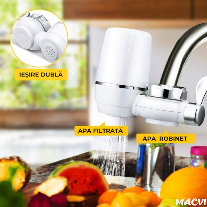 Cap de robinet cu filtru de apa Macvi® pentru purificare, usor de instalat, material durabil