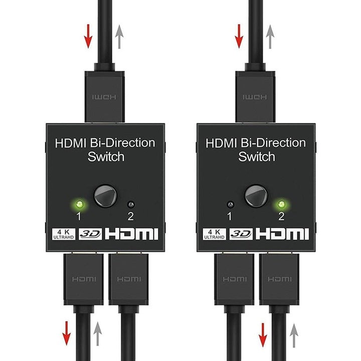 Comutator HDMI 2 Porturi Bidirectional 4K, manual, metalic, negru, 48x52x19mm