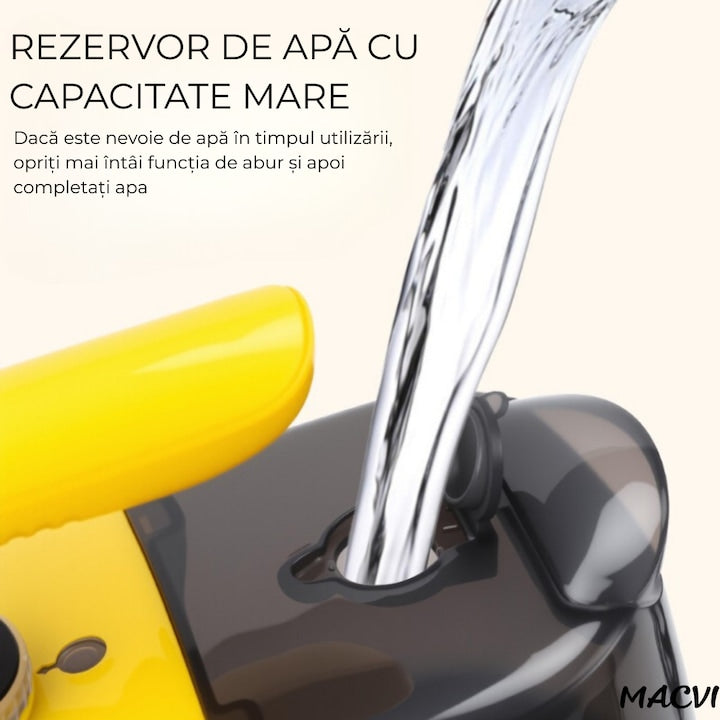 Aparat curatare Macvi® cu abur profesional pentru pardoseli si suprafete multiple, rezervor capacitate mare, incalzire rapida, reglare intensitate abur, accesorii complete, curatare eficienta