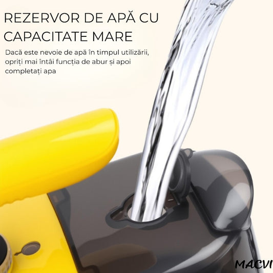 Aparat curatare Macvi® cu abur profesional pentru pardoseli si suprafete multiple, rezervor capacitate mare, incalzire rapida, reglare intensitate abur, accesorii complete, curatare eficienta