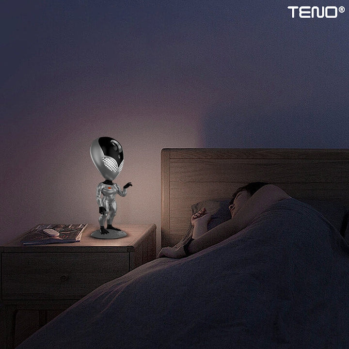 Proiector de Lumini Teno®, tip extraterestru, cu telecomanda si timer pentru durata de iluminare, 8 moduri de proiectie, rotire 360 de grade, ajustare luminozitate, gri