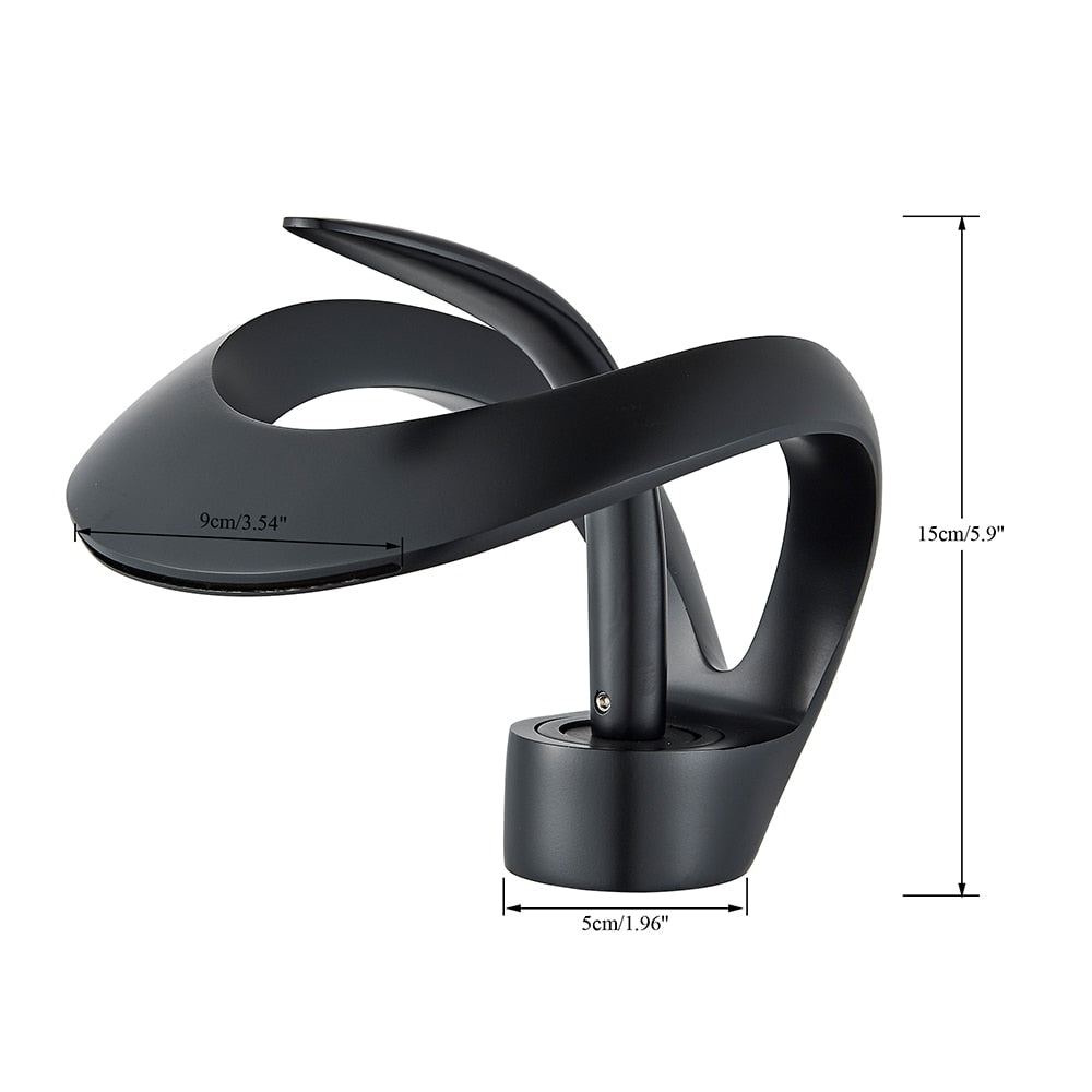 Baterie chiuveta baie Macvi® tip cascada cromata 15 cm montaj pe chiuveta design nordic modern debit redus, negru