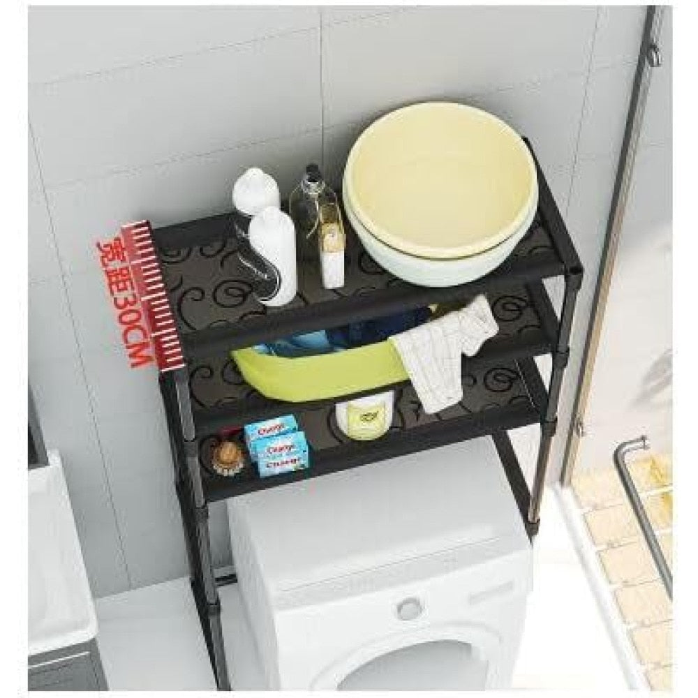 Raft modular Macvi® cu 3 polite pentru deasupra masinii de spalat, 63.5 x 30 x 154 cm, suport depozitare spatiu redus, Alb
