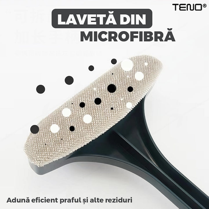 Stergator 2 in 1 Teno®, design dual cu laveta si racleta, maner detasabil, curatare si lustruire, ideal pentru toate tipurile de suprafete, gri/galben