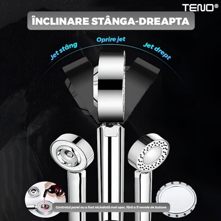 Para de Dus Dubla Teno®, recipient de sapun incorporat, 2 moduri de utilizare, mod presiune ridicata, mod spa, usor de utilizat, operare fara butoane, gri
