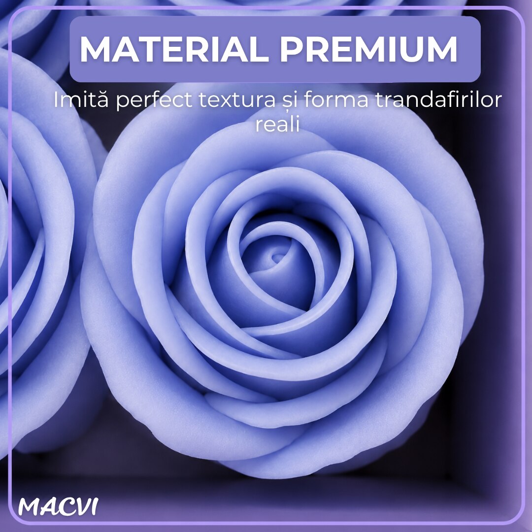 Set 50 trandafiri din sapun, 5x5 cm, calitate premium, decor si cadou elegant, Purple