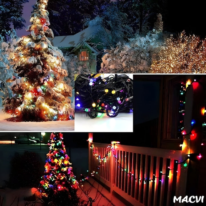Instalatie luminoasa Macvi® 100 LED-uri, 10 metri, pentru decor de Craciun, rezistenta si economica
