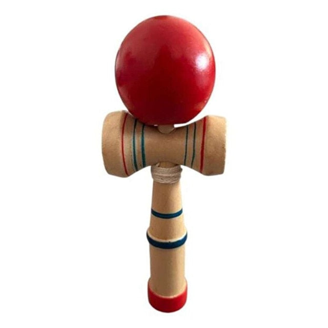 Jucarie Kendama Macvi® din Lemn cu Minge Rosie Joc Dexteritate si Coordonare