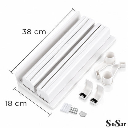 Dispenser Triplu de Bucatarie Sosar® pentru Hartie Folie Alimentara si Folie Aluminiu Suport Perete cu Taiere Usoara Organizator Bucatarie
