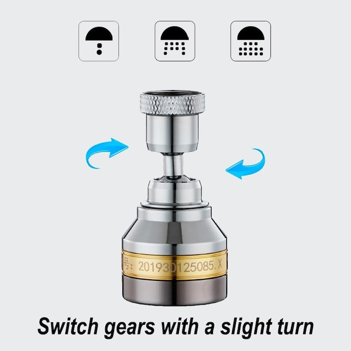 Prelungitor flexibil robinet Macvi® 360° 3 moduri jet economisire apa anti calcar alama inox 7.5 cm argintiu